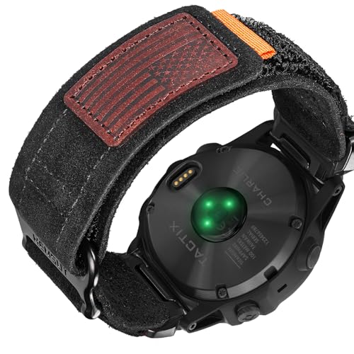 Correa de reloj de piel de ante suave, correa militar de 22 mm compatible con Garmin Fenix 8 47 mm /7/7 Pro/6 Pro/5/5 Plus/E 47 mm, MARQ Athlete/Golfer/Driver/Captain/Adventurer/Commander, Instinct 2