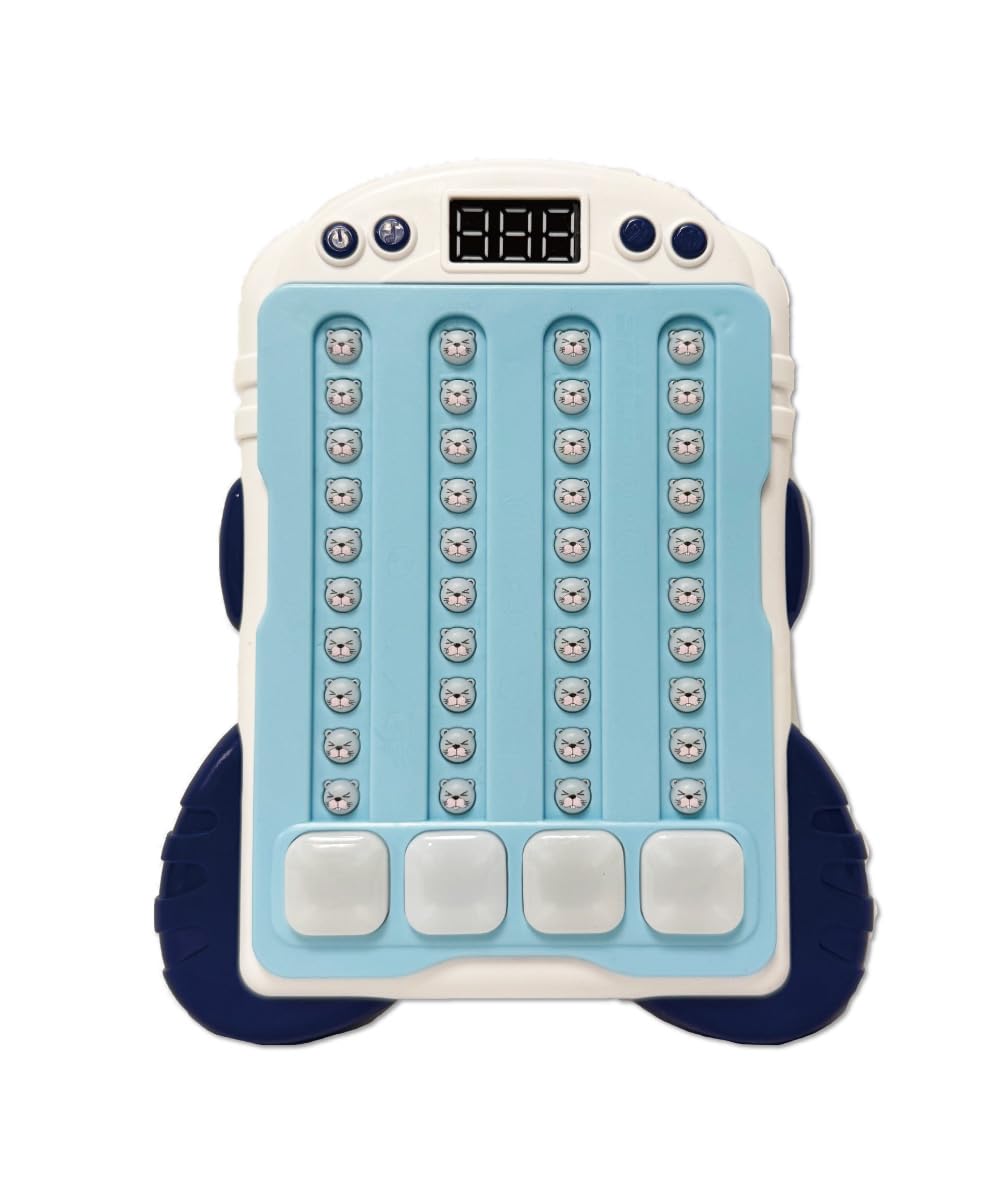 ビーバーミュージック リズムゲーム おもちゃ こども ゲーム 音ゲー 知育 プッシュ プッシュポップ プッシュポップゲーム リズムタップゲーム ポータブルゲーム 説明書 6歳以上 クリスマス 日本語説明書付き (ブルー)