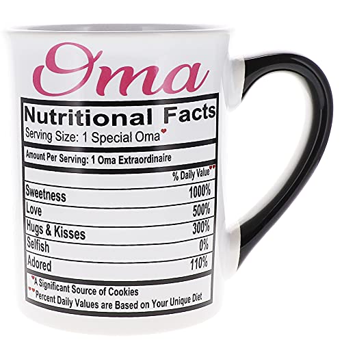 Cottage Creek Oma Mug | Oma Gifts for Grandma | Nutritional Facts Oma Coffee Mug 16oz | Best Oma Ever