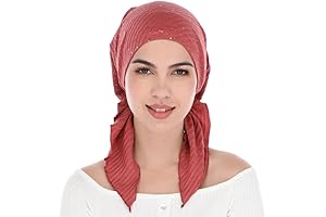Pretied Head Scarves: A Unique Sparkly Foil Finish and Stretchy Ribbed Fabric Perfect for Women
