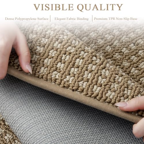 Image of hicorfe Waffle Door Mat Indoor Entrance,32 inchx20 inch Non Slip Indoor Mat,Beige