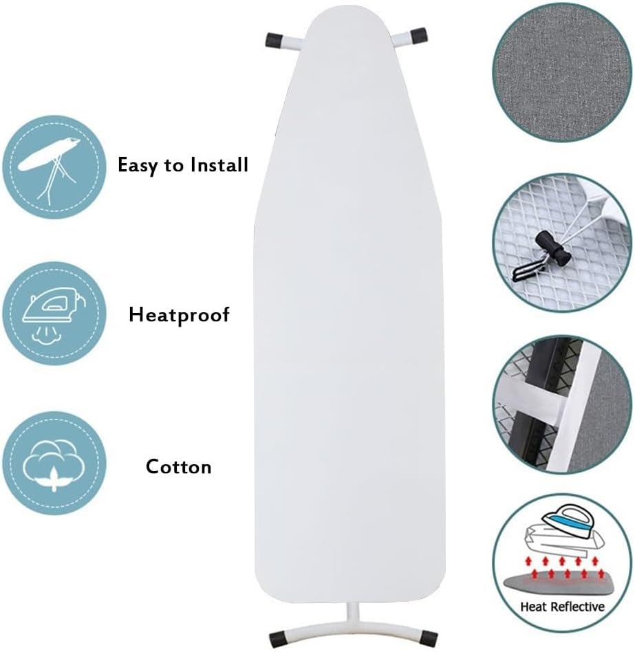 Ironing Board Cover with Cotton Back Padding, Heat Reflective & Scorch Resis-tant, Elasticated for Secure Fit, Easy Installation(Silver,58.2 x 21.6 in (148 x 55 cm))