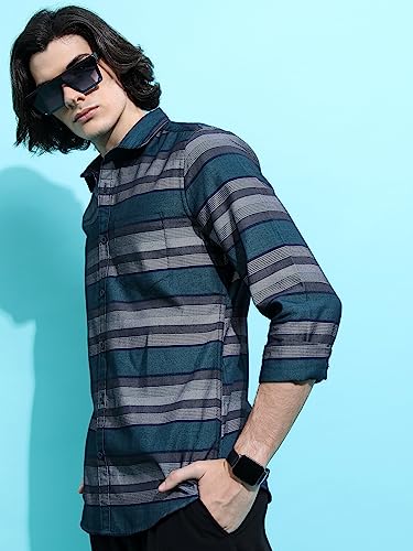 Image of KETCH Men Slim Fit Striped Full Sleeve Shirt