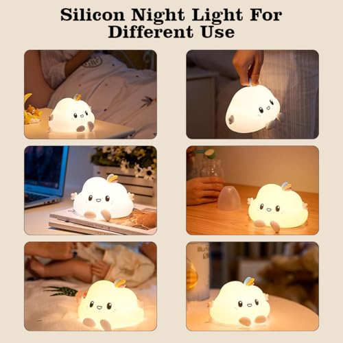 Image of fizzytech Cloud Night Light for Kids, Silicone LED Lamp with 7 Color Changing Touch Control, USB Rechargeable Bedside Lamp for Bedroom Decor, Nursery Light and Baby Gift