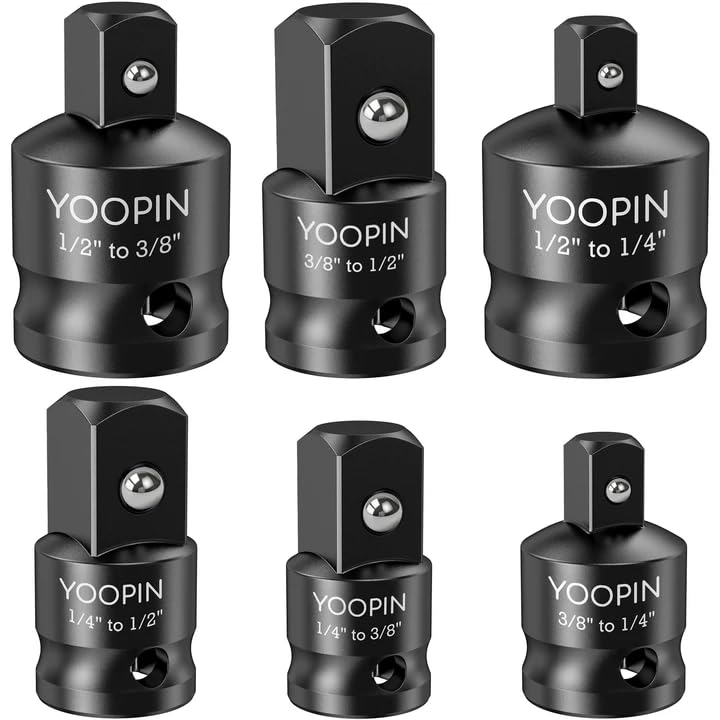 YOOPIN Stecknuss Adapter Set 1/2-1/4-3/8 Steckschlüssel Adapter Ratschen Adapters für Drehmomentschlüssel Ratsche (Schwarz)