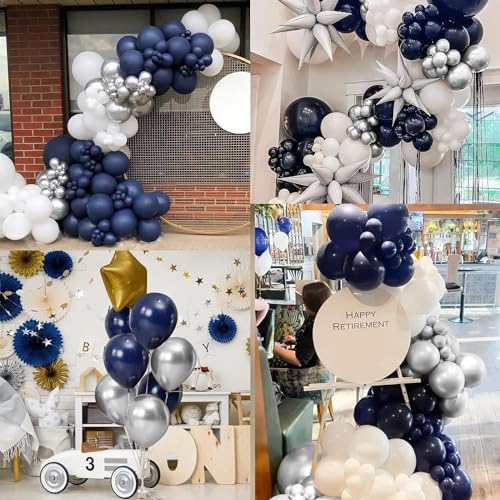 Image of Chrome Balloons, 30pcs 12inch Chrome Metallic Balloons for Birthday Decorations, Anniversary, Engagement, Wedding Decorations, Baby Shower, Festival Party Decorations (30 Pcs, Silver Ch Blue)