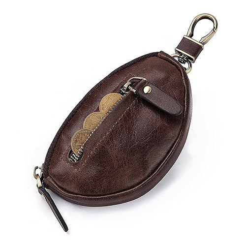 GUZUHUKU Mini Coin Purse, Genuine Leather Zipper Wallet Portable Coin Purse Coin Wallet Card Case Key Case Can Hold Credit Cards ID Keys Headphones Lipstick Coins Jewelry Christmas