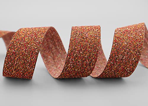 finemark 8 m x 40 mm Fabric Ribbon Wool Look Ribbon Terracotta Woven Decorative Ribbon for Sewing Crafts Decorating Ribbon Brown Red Orange Gift Ribbon Sewing Craft Projects - Image 4