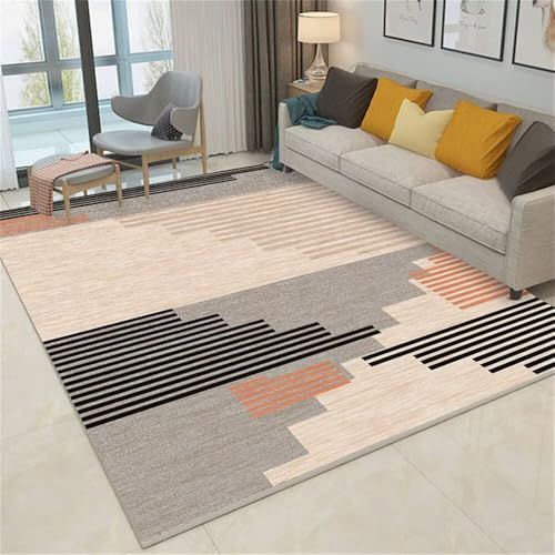WBDYMX Alfombra De Pasillo Suelo Gateo Rayas Negras y Beige. Grigio 80x120CM alfombras salón Moqueta