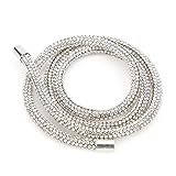 Zerodis Strass Handseil,Rund Strass Kette Trims Rohr 6mm Breites Glas Volles Bohrrohr Kleidung Gürtel für Brautkleider(Weiß)