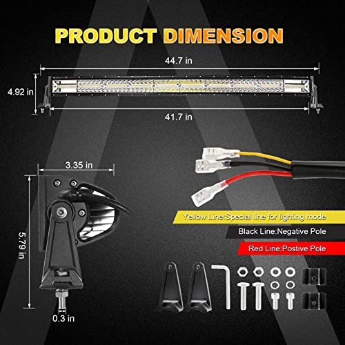 Image of Auxbeam 42 Inch LED Light Bar, 240W Curved Off Road Amber White Combo Beam