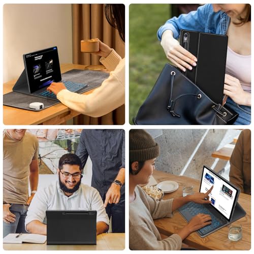 Image of JUQITECH Slim Soft Backlit Keyboard Case for Samsung Galaxy Tab S9 FE 5G 10.9 inch & 11 inch with Multi-Angle Stand, S Pen Holder & Support