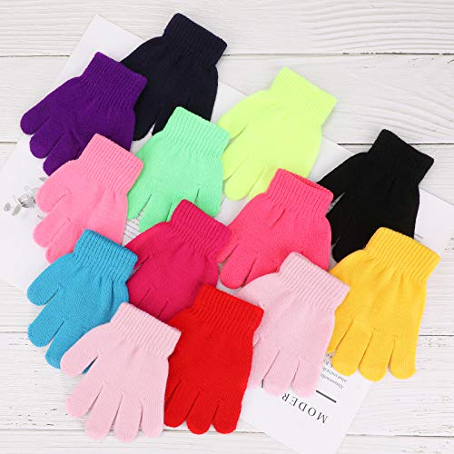 QKURT 12 Paare von Kinderhandschuhe, Magische Stretch Handschuhe Voller Finger Kinder Handschuhe für 3~6 Jahre alte Kinder Mädchen Jungen