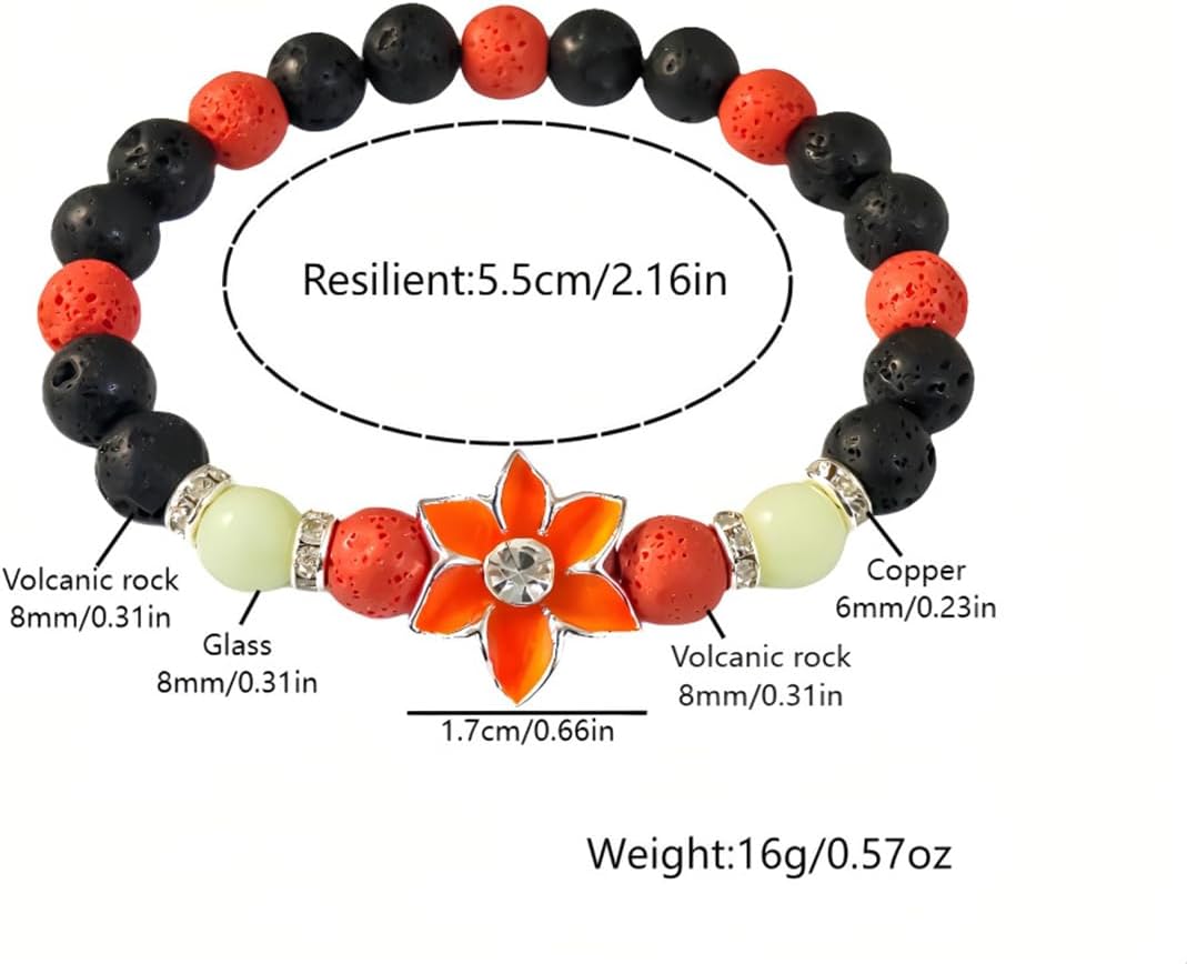 8mm Natural Volcanic Stone Bracelets for Women,Sunflower Luminous Bracelets,Lava Stone Glow bracelet,Elastic Stretch Beads Protection Bracelet for Men - Image 8