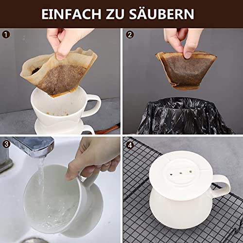 ProLeo Porcelain Coffee Filter for Filter Bags Size 1 to 2 Cups, White - Image 3