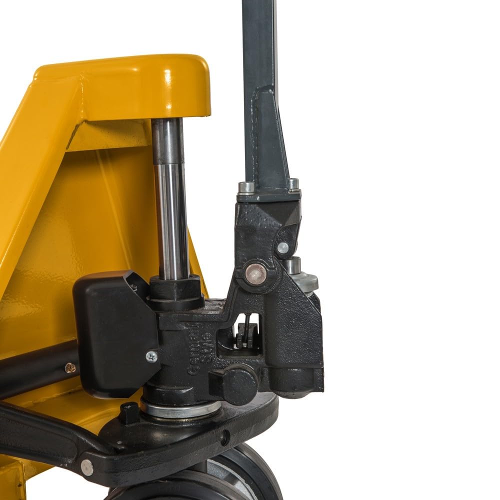 Jungheinrich Hubwagen AM | 2.000 kg Tragkraft | 1.150 mm Gabellänge | Lenkrad/Gabelrolle aus verschleißarmen Nylon | Einfach-Gabelrollen | Palettenhubwagen