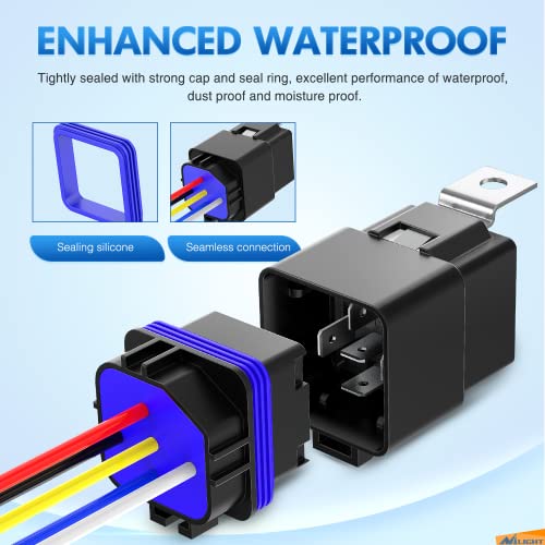 Nilight 50044R 5 Pack Waterproof 40/30 Amp Heavy Duty 12 Awg Tinned Copper Wires 5-Pin Spdt Bosch Style 12V Automotive Relay And Harness Set,2 Year Warranty #TOP3