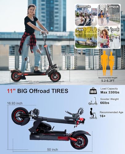 Offroad Electric Scooter Adults – 32 Miles Long Range & 34
