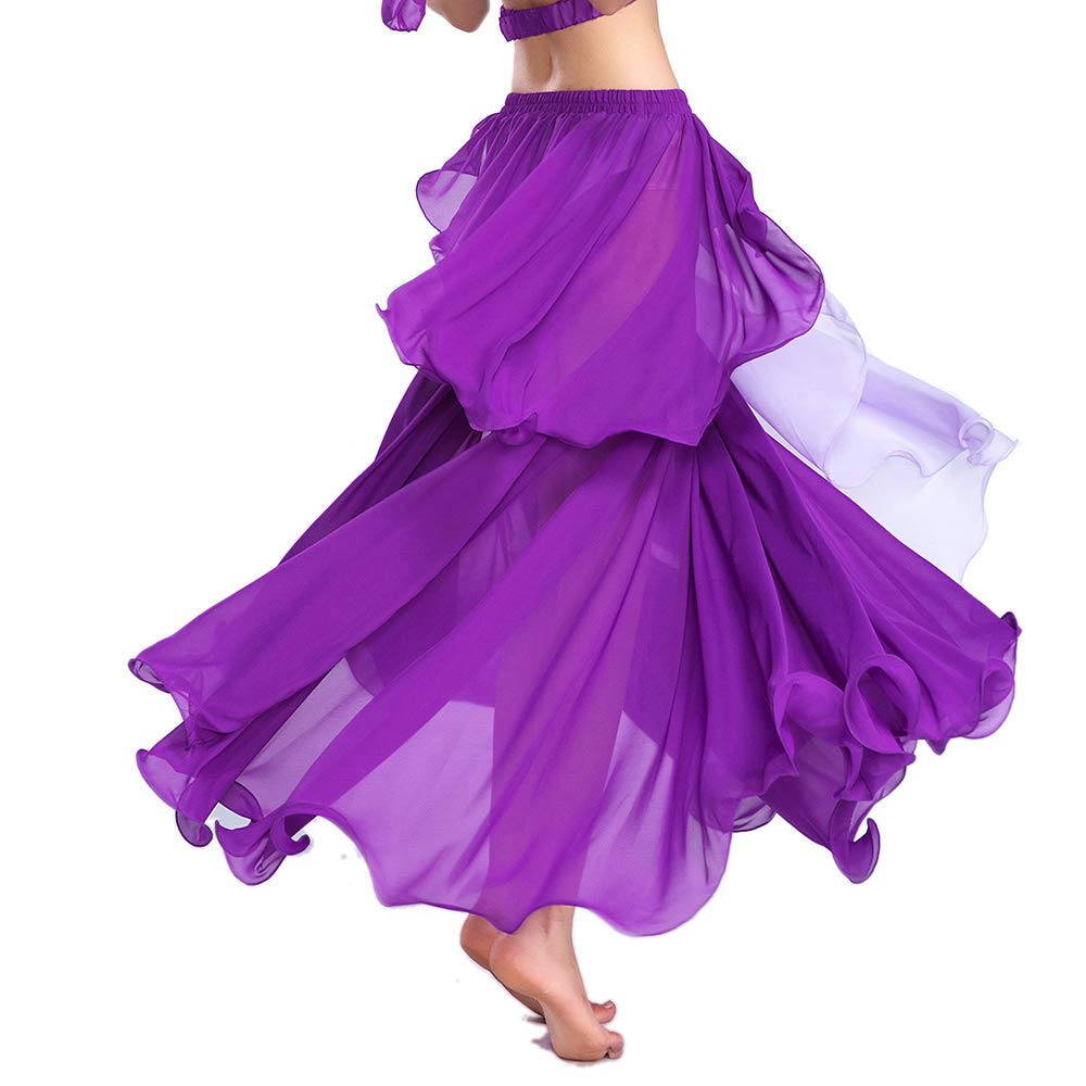 ROYAL SMEELA Bauchtanz Rock Damen Tanzkleidung Chiffon Großer Swing Rock Fashion Light Sexy Röcke Bauchtanz Performance Kostüm Kleidung Doppelte Farbe Rock
