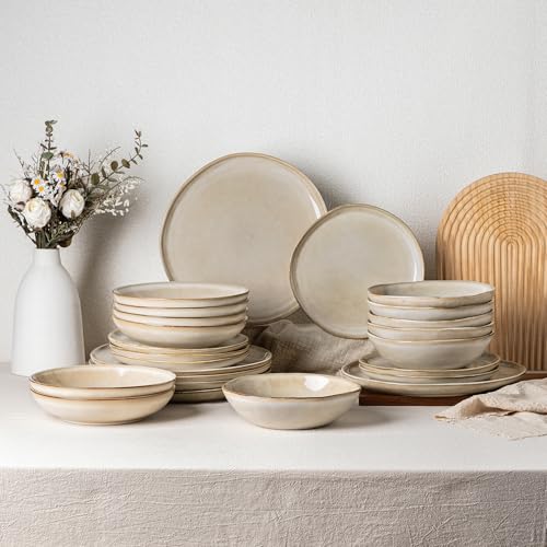 GBhome Steingut Geschirrset 6 Personen, 24-tlg Reaktive Glasur...