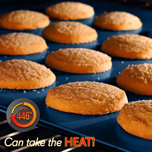 Nutrichef NCSBSBL3.5 Nonstick 3-Piece Baking Pans Set – Carbon Steel Bakeware With Blue Coating Inside & Outside And Red Silicone Handles, Durable And Reliable, Effortless Baking And Easy Cleanup thumb #4