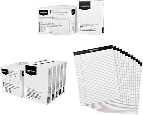 Tienda Basics Papel de impresora de copia multiusos, 10 resmas y papel de impresora de copia multiusos, 8.5 x 11 pulgadas, estuche de 5 resmas y