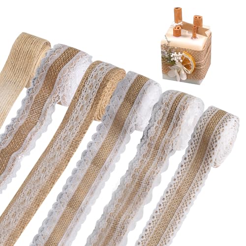 6 rollos de cinta de encaje de algodón vintage, 2 metros cada uno, cinta de encaje de lino vintage para costura, manualidades, álbumes de recortes, decoración de bodas, telas textiles decorativas