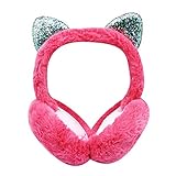 Cute Animal Earmuffs Girls Women Winter Warm Ear Covers Foldable Fur Headband Earwarmer with Sequins