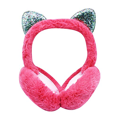 Cute Animal Earmuffs Girls Women Winter Warm Ear Covers Foldable Fur Headband Earwarmer With Sequins Cat Ears #TOP6