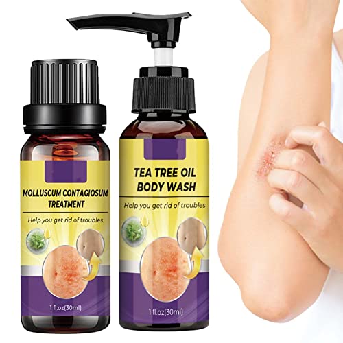 lembrd Anti-verrues, Kit Molluscum Contagiosum pour la réparation de Molluscum Contagiosum, Solution de Molluscum contagiosum et Gel Douche à l'huile d'arbre à thé pour Enfants et Adultes Cover