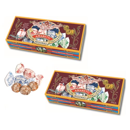 Chiostro di Saronno® | Amaretti del Chiostro® | Amaretti Crujiente Clásico - 2 Cajas x 75 Gr | Cajas de pastelería | Envasado de macarrones