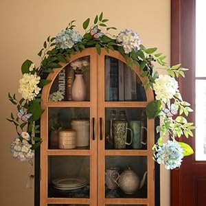 Valery Madelyn 6FT Spring Hydrangeas Garland with Lights for Mantle, Blue White Artificial Summer Flower Garland Decoration with Eucalyptus Leaves for Home Wedding Table Decor, Unique Gifts for Mom Valery Madelyn 6FT Spring Hydrangeas Garland with Lights for Mantle Blue White Artificial Summer Flower Garland Decoration with Eucalyptus Leaves for Home Wedding Table Decor Unique Gifts for Mom