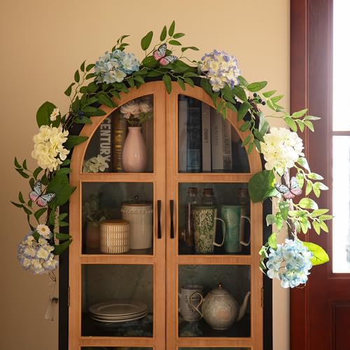 Valery-Madelyn-6FT-Spring-Hydrangeas-Garland-with-Lights-for-Mantle-Blue-White-Artificial-Summer-Flower-Garland-Decoration-with-Eucalyptus-Leaves-for-Home-Wedding-Table-Decor-Unique-Gifts-for-Mom Valery Madelyn 6FT Spring Hydrangeas Garland with Lights for Mantle Blue White Artificial Summer Flower Garland Decoration with Eucalyptus Leaves for Home Wedding Table Decor Unique Gifts for Mom