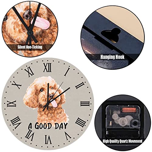 Horloge murale décorative sans tic-tac au design caniche rétro chic - 7