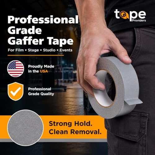 Image of WOD Professional Grade Black Gaffer Tape - Made in USA - 1 in. x 50 yds. (48-Rolls) No Sticky Residue, Cables, Non Reflective, Hand Tearable, Gaff Cloth Trade Shows, Concerts