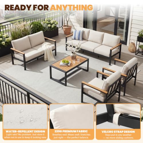 Image of Aoxun Patio Furniture Set, Metal Outdoor Furniture with Thick Cushions