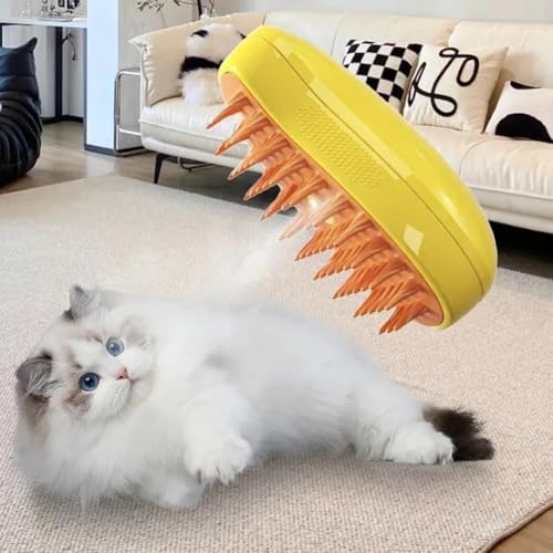 Escova Pet Para Cães e Gatos A Vapor 3 Em 1 - Autolimpante, Massagem e Remoção de Pelos - Recarregáv