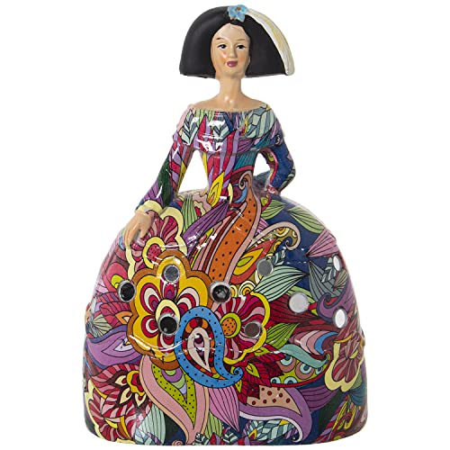 DRW Figura de una menina de Resina con un Grafiti en Multicolor 14x9x21cm
