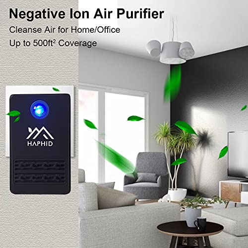 Haphid Ionizer Air Purifier/Plug In Air Purifier With Highest Output - Up To 40 Million Anions,Filterless Portable Air Purifier For Home/Office Cleanse: Bathroom Odors,Pets Smell Etc (1-Pack,Black) #TOP1