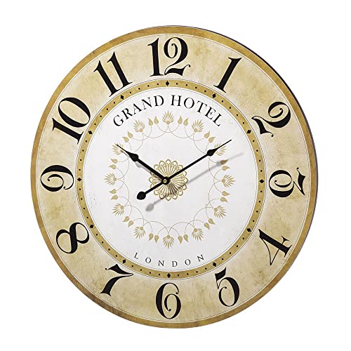 LOLAhome Reloj Redondo Dorado de Madera de Ø 60 cm