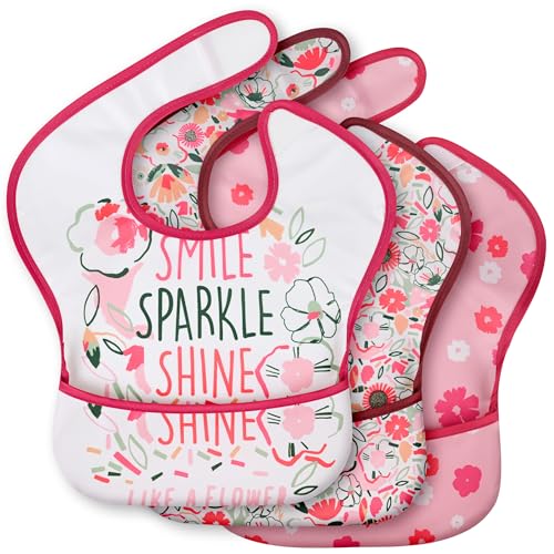 CIVARUA KIDS 3-Pack Waterproof Baby Bibs for Eating - Mess Proof Lightweight Toddler Feeding Bibs with Large Food Catcher, Food-Grade Baby Eating...