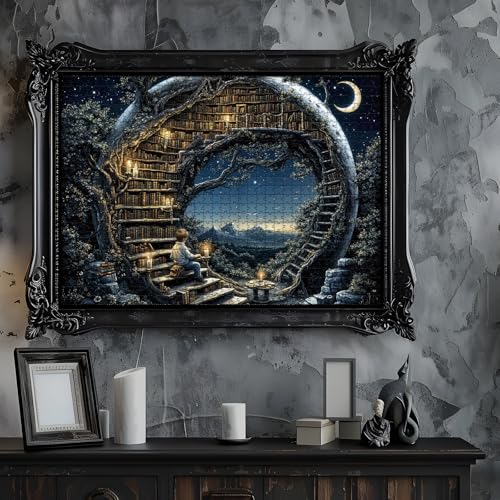 Puzzle BUAHA Magic Moon Library para adultos 1000 piezas Fantasía Rompecabezas Difícil miniatura 4
