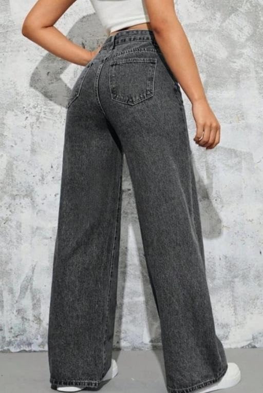 Image of Trendy Straight Fit Jeans for Women and Girls Durable Cotton Blend Perfect Casual Look