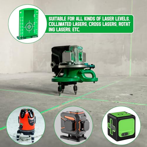 VGECEE 2 Stück Laser Zieltafel Magnetische, Zielplatte Laser Zielscheibe Karte Doppelskala Lasers Zieltafel Grüne Laser Zielplatte für Ausrichtungslaser Linienlaser Kreuzungslaser Lasermessgerät