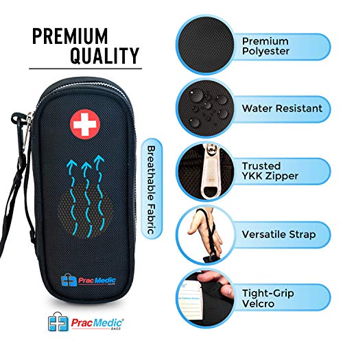 PRACMEDIC EpiPen Medicine Case for Emergencies - Fashionable, Insulated, Black, 8” - Storage Bag Holds 2 EpiPens, Auvi Q, Antihistamines and Medicine - Easy Access (with Tag) - Thumbnail 3