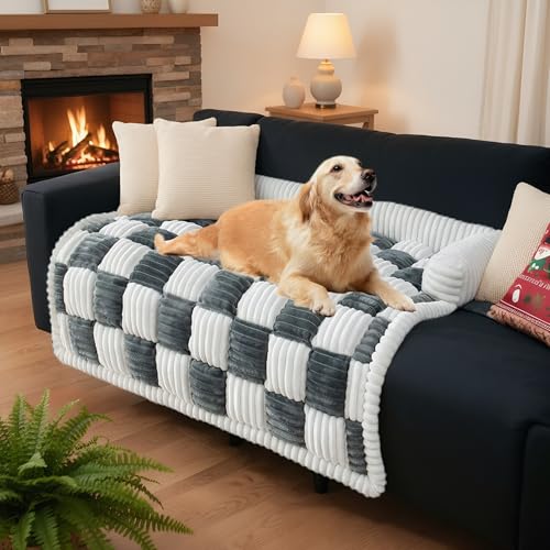 LiveGo Coperture divano per animali domestici, tappetino letto per cani per divano, copertura divano lavabile in morbido peluche per cani, proteggi-mobili tappetino divano per cani e gatti