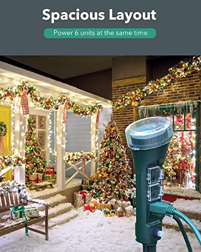 Bn-Link Outdoor 6Ft Extension Cord Power Stake With 6 Outlets, Outside Power Strip With Overload Protection & Weatherproof Covers, Waterproof Yard Stake Outlets Use For Camping, Sprinkler, Party #TOP7