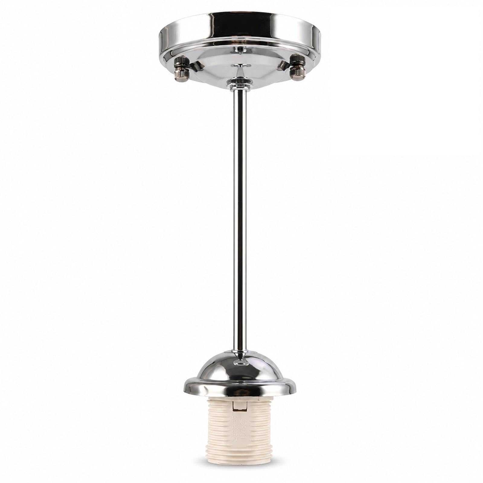 Joalpysm Ceiling Light Fitting with E27 Screw Bulb Holder and 20cm Rod, Ceiling Rose Pendant Lamp Holder, Pendant Light Fitting for Wall or Ceiling Mount