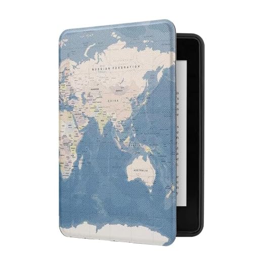 Capa Kindle Paperwhite 11ª Geração 2021 - WB Ultra leve Silicone Flexível e Sensor Magnético - Mapa Mundi (Não Compatível com Kindle 11ª Geração ou Kindle Paperwhite 10ª Geração)