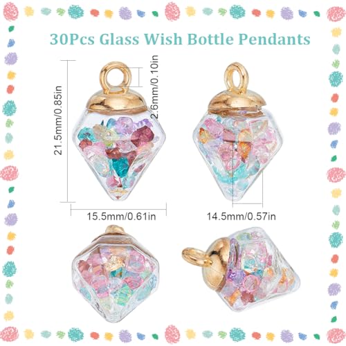 Mini Breloques de Bouteille en Verre Cristaux Pendentif DIY 30 Pcs